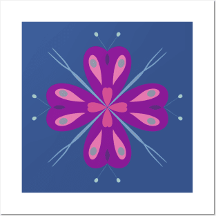 Pink butterfly mandala Posters and Art